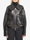 Khaite Owey Zip-up Leather Jacket In Black