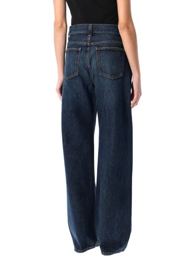 Khaite Kerrie Mid Rise Straight Jeans In Lansing Blue