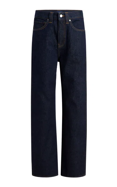 Khaite Bonnie Mid-rise Denim Straight-leg Jeans In Dark Wash
