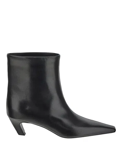 Khaite Leather Arizona Heeled Ankle Boots 50 In Black