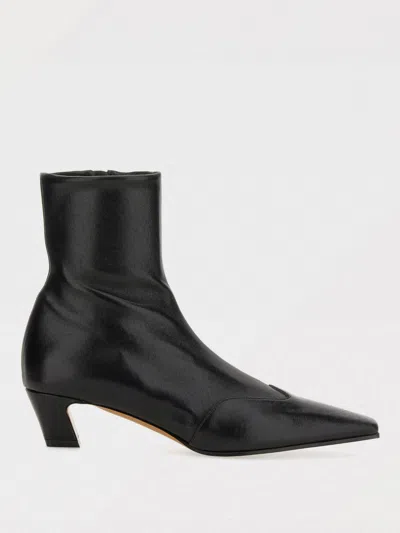 Khaite Pointed Toe Ankle Boots With Smooth Lamb Leather In Black