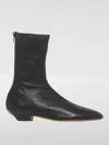 Khaite Apollo Leather Flat Ankle Boots In Schwarz