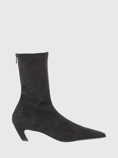 Khaite Leather Arizona Heeled Ankle Boots 40 In Black