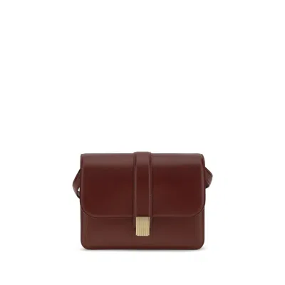 Khaite Bordeaux Calf Leather Bos Taurus Shoulder Bag In Burgundy