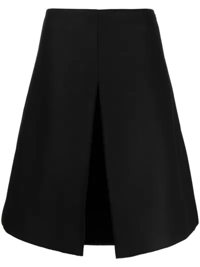 Khaite Boris Virgi Wool Blend Skirt In Black
