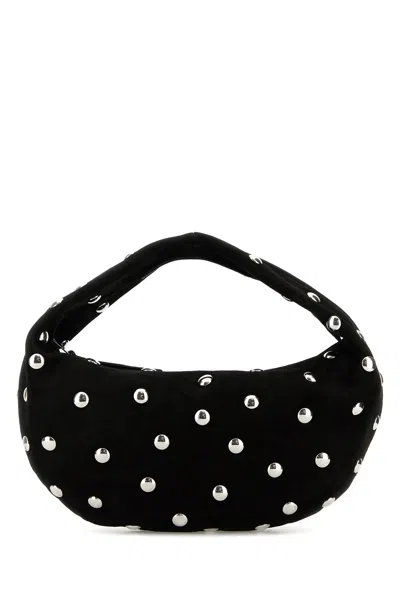 Khaite Black Suede Medium Olivia Shoulder Bag In Purple