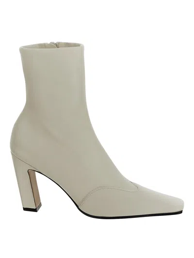 Khaite Dallas Leather Ankle Boots In Off White