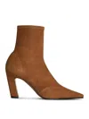 Khaite 85mm Nevada Stretch Leather Ankle Boots In Beige