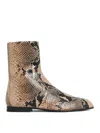 Khaite Colt Python Print Leather Ankle Boots In Beis