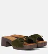 Khaite Britt Pony Hair Buckle Clog Sandals In Gray