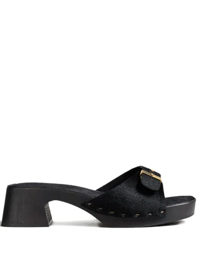 KHAITE BRITT CLOG HAIRCALF BUCKLE MULES