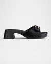 Khaite Britt Clog Haircalf Buckle Mules In Black