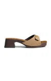 Khaite Britt Pony Hair Buckle Clog Sandals In Tan