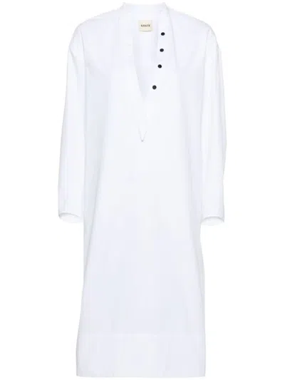 Khaite White Cotton Dress In Multicolor