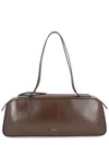 Khaite Simona Crackle Patent Elongated Tote Bag In Brown