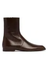 Khaite Colt Glossed Leather Ankle Boots In Brown