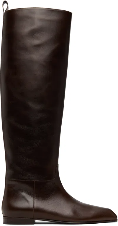Khaite Brown Colt Knee-high Boots In Burgundy