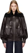 Khaite Daemon Shearling-trimmed Leather Jacket In Brown
