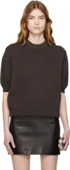 Khaite Davin Short-sleeve Cashmere Sweater In Brown