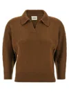 Khaite Herve Cashmere Polo Neck Sweater In Brown