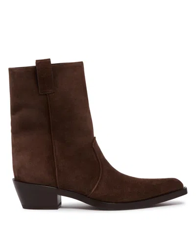 Khaite Brown Klive Leather Ankle Boots In Brown Marrone   #3d322d