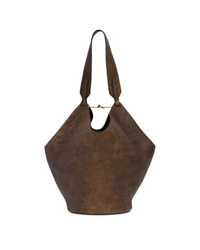 Khaite Brown Lotus Bag In Brown Marrone   #3d322d