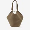 Khaite Small Lotus Tote In Mud Suede