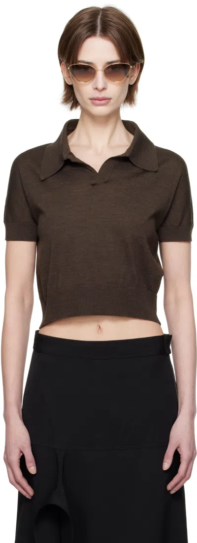 Khaite Brown Morgane Polo In 393 Grapeseed