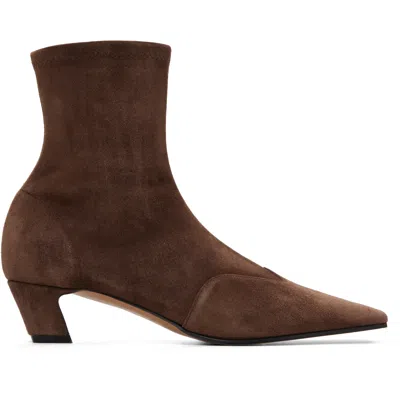 Khaite Brown Nevada Ankle Stretch Boot