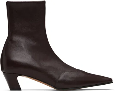 KHAITE BROWN NEVADA STRETCH LOW BOOTS