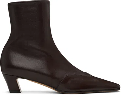 Khaite Brown Nevada Stretch Low Boots In 950 Dark Brown