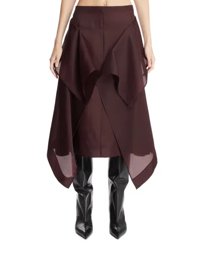 Khaite Brown Nina Layered Midi Skirt