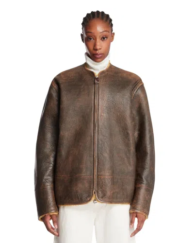 Khaite Brown Ruban Leather Jacket