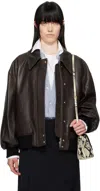 Khaite Womens Dark Brown Shelman Pointed-collar Leather Jacket Xs In 950 Dark Brown