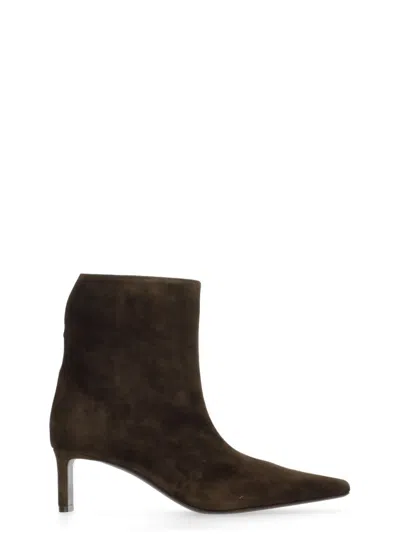 Khaite Brown Suede Leather Boots In Black