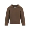 Khaite Cashmere Knit Sweater With Open Collar In Brown