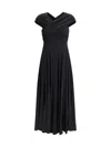 Khaite The Bruna Off-shoulder Pleated Maxi Dress In Black