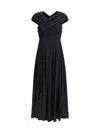Khaite The Bruna Off-shoulder Pleated Maxi Dress In Black