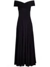 Khaite The Bruna Off-shoulder Pleated Maxi Dress In Black