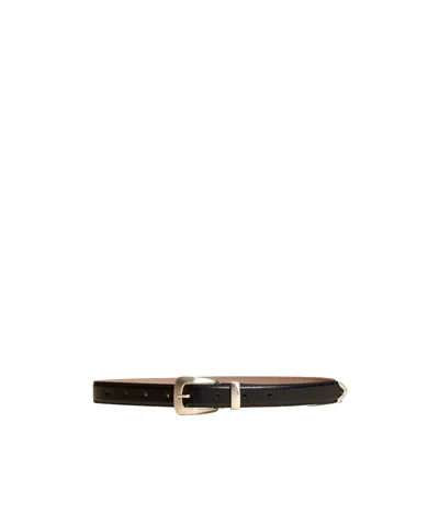 Khaite Womens Bambi Slim Leather Belt Black