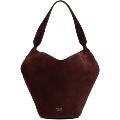 Khaite Burgundy Lotus Mini Tote In 585 Rouge Noir