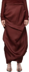 Khaite Olula Draped Silk-gazar Midi Skirt In 524 Oxblood