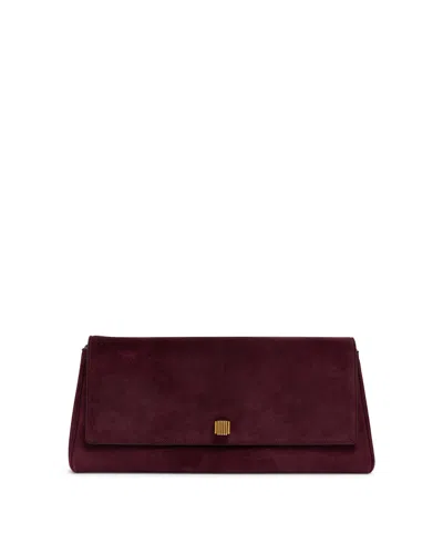 Khaite Burgundy Suede Audrey Clutch In Red Rosso   #e30613