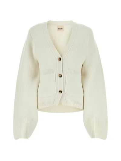 Khaite Woman  'scarlet' Ivory Cashmere Cardigan In White