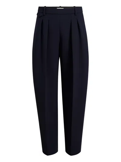 Khaite Button-detail Pleated Trousers In Blue