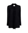 Khaite Ruffled Collared Sheer Fabric Long Sleeve Top In Black