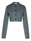 Khaite Ello Cropped Wool-blend Jacket In Gray