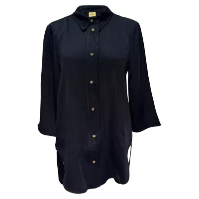 Khaite Button-down Shirt In Navy Blue Acetate