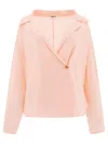 Khaite Silk Shirt With Wide Collar In Pink