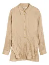 Khaite Goya Relaxed Crinkled Voile Button-up Shirt In Brown